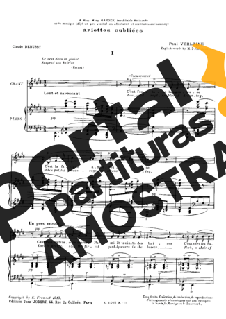 Claude Debussy Ariettes Oubliées partitura para Piano