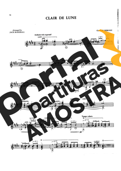 Claude Debussy Clair De Lune partitura para Violão