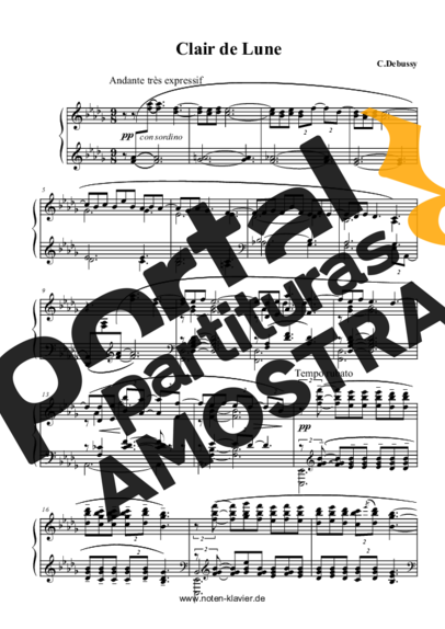 Claude Debussy Clair de Lune partitura para Piano