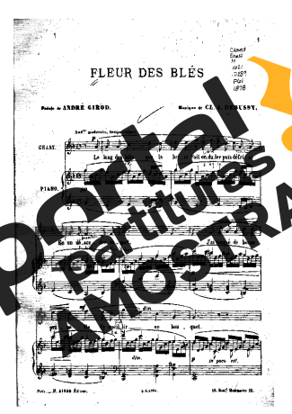 Claude Debussy Fleur Des Blés partitura para Piano