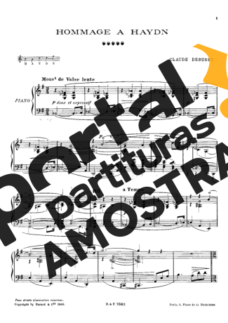 Claude Debussy Hommage À Haydn partitura para Piano