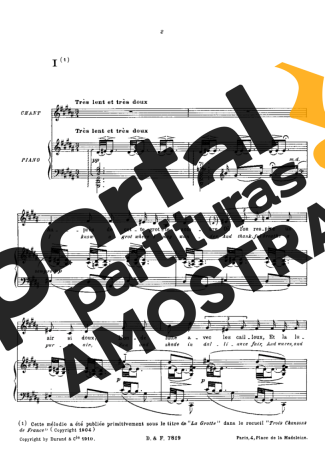 Claude Debussy Le Promenoir Des Deux Amants partitura para Piano