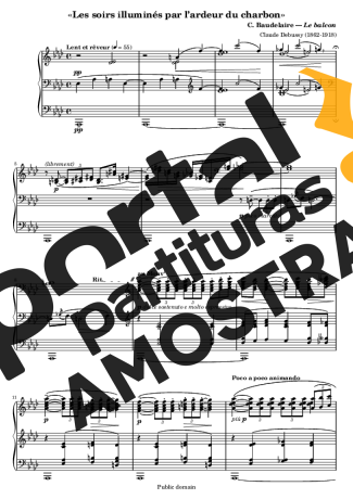 Claude Debussy Les Soirs Illuminés Par L´ardeur Du Charbon partitura para Piano