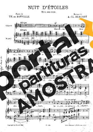 Claude Debussy Nuit D Étoiles partitura para Piano