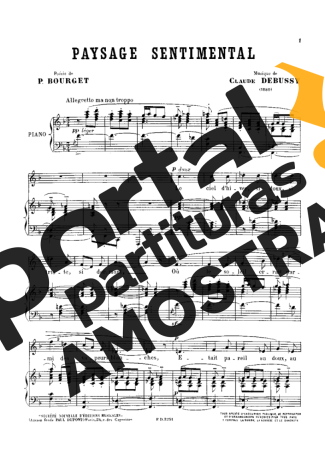 Claude Debussy Paysage Sentimental partitura para Piano