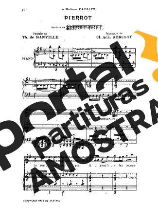 Claude Debussy Pierrot partitura para Piano