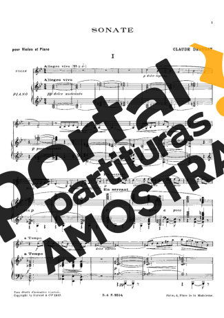 Claude Debussy Violin Sonata partitura para Piano