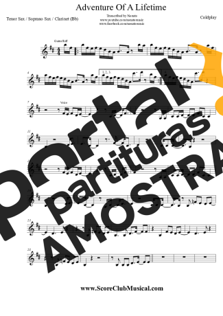 Coldplay  partitura para Clarinete (Bb)