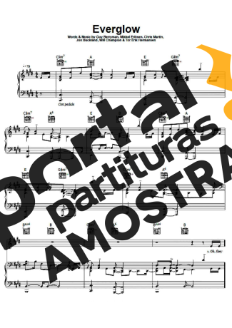 Coldplay Everglow partitura para Piano