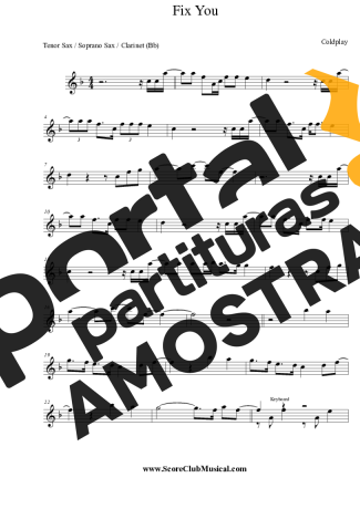 Coldplay Fix You partitura para Clarinete (Bb)
