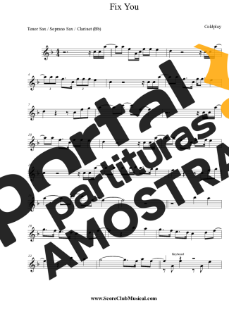 Coldplay  partitura para Clarinete (Bb)