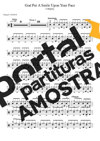 Coldplay God Put A Smile Upon Your Face partitura para Bateria
