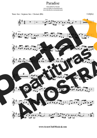 Coldplay  partitura para Clarinete (Bb)