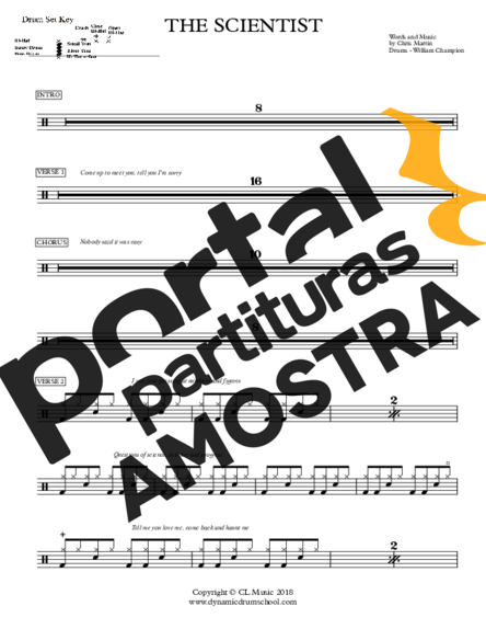 Coldplay The Scientist partitura para Bateria