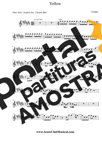 Coldplay  partitura para Clarinete (Bb)