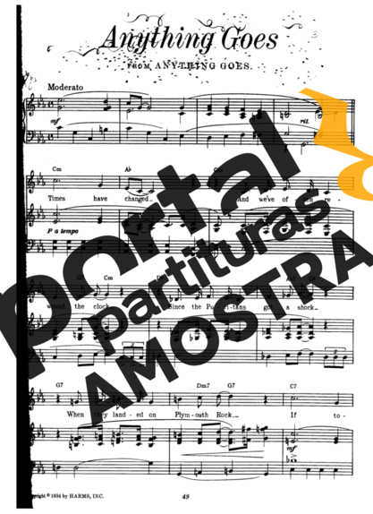 Cole Porter Anything Goes partitura para Piano