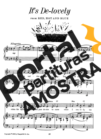 Cole Porter Its De-lovely partitura para Piano