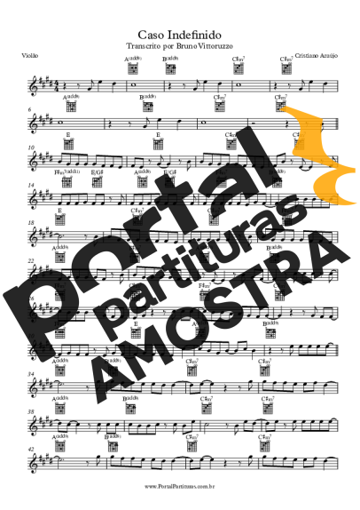 Cristiano Araújo Caso Indefinido partitura para Violão