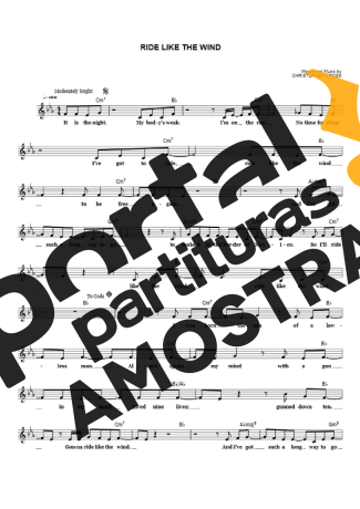Cristopher Cross Ride Like The Wind partitura para Teclado