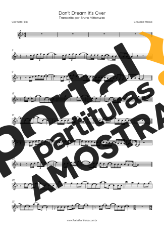 Crowded House Don´t Dream It´s Over partitura para Clarinete (Bb)