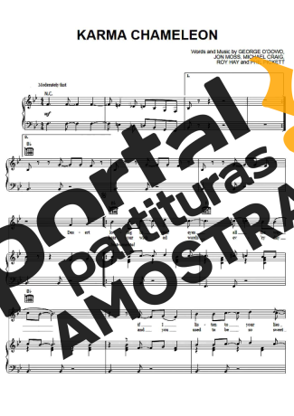 Culture Club Karma Chameleon partitura para Piano