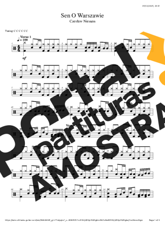 Czesław Niemen Sen O Warszawie partitura para Bateria