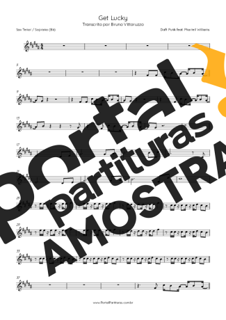 Daft Punk Get Lucky (feat. Pharrell Williams and Nile Rodgers) partitura para Saxofone Tenor Soprano (Bb)