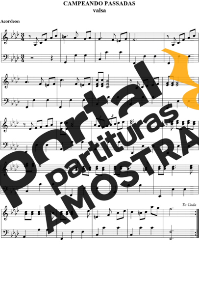 Daltro Bertussi Campeandro Passadas partitura para Acordeon