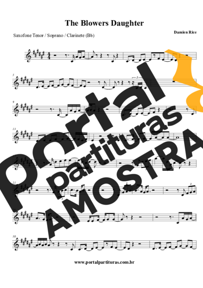 Damien Rice The Blowers Daughter partitura para Saxofone Tenor Soprano (Bb)