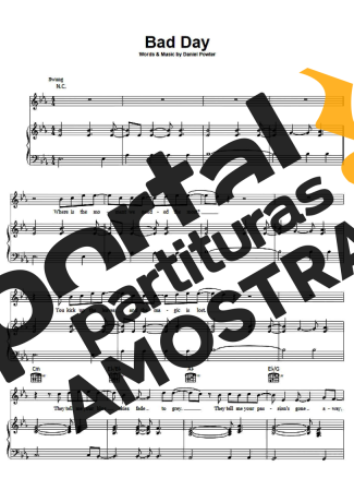 Daniel Powter Bad Day partitura para Piano