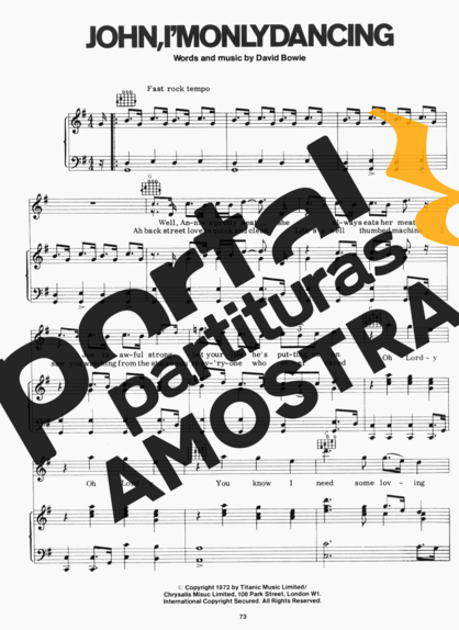David Bowie  partitura para Piano