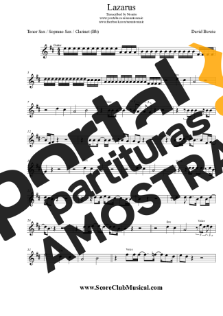 David Bowie Lazarus partitura para Clarinete (Bb)
