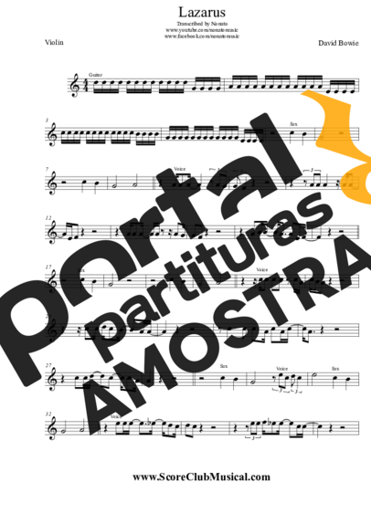David Bowie Lazarus partitura para Violino