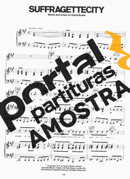 David Bowie Suffragette City partitura para Piano