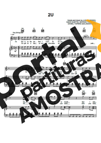 David Guetta  partitura para Piano