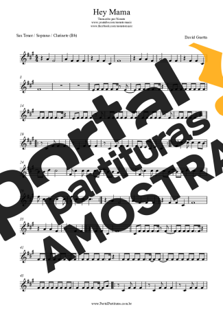 David Guetta Hey Mama partitura para Clarinete (Bb)