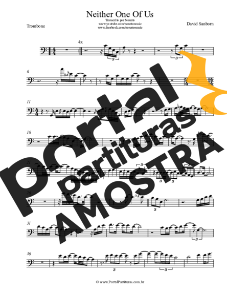 David Sanborn Neither One Of Us partitura para Trombone