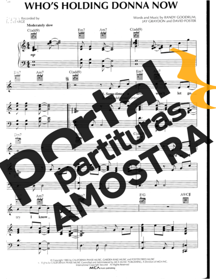 DeBarge Who´s Holding Donna Now partitura para Piano
