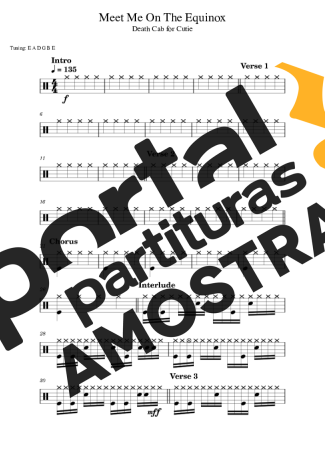 Death Cab for Cutie Meet Me On The Equinox partitura para Bateria