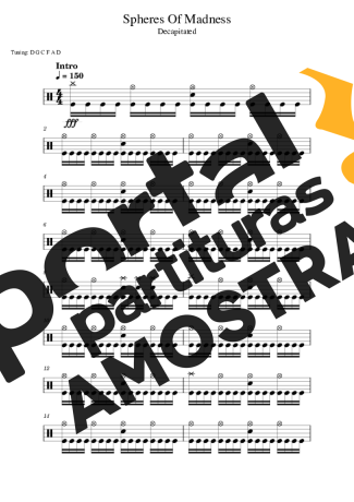 Decapitated Spheres Of Madness partitura para Bateria