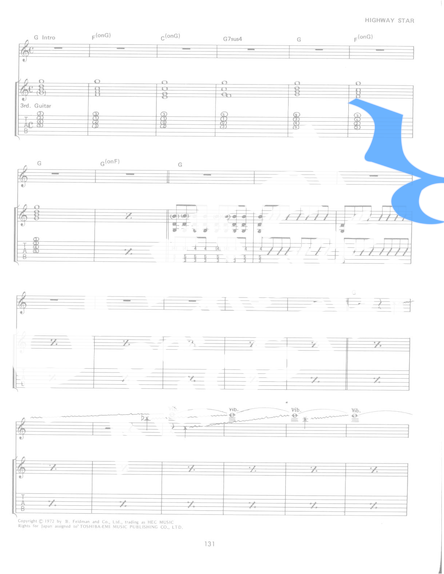 Deep Purple  partitura para Guitarra