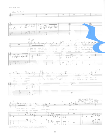 Deep Purple  partitura para Guitarra