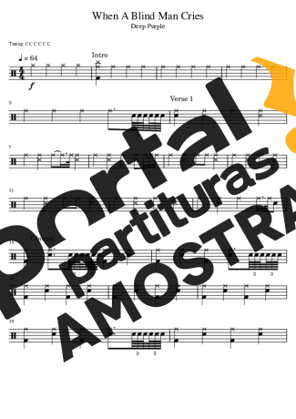 Deep Purple When A Blind Man Cries partitura para Bateria