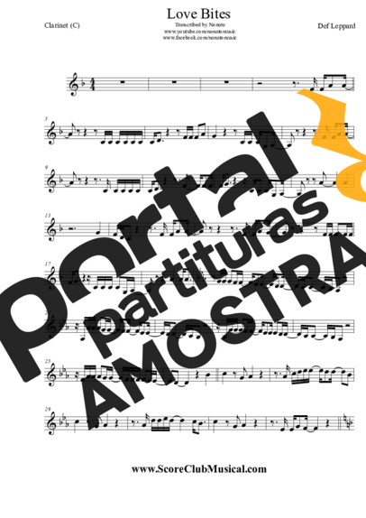 Def Leppard  partitura para Clarinete (C)