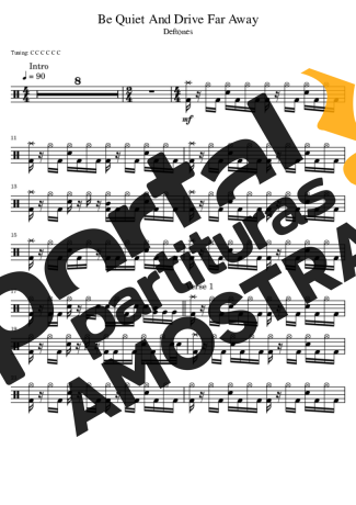 Deftones Be Quiet And Drive Far Away partitura para Bateria