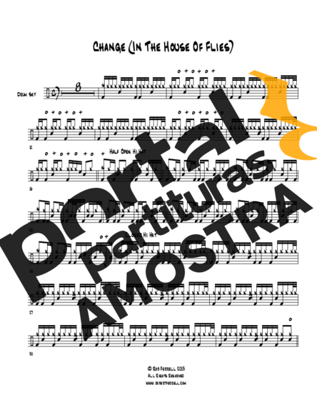 Deftones Change (In The House Of Flies) partitura para Bateria