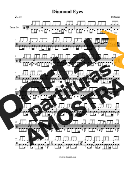 Deftones Diamond Eyes partitura para Bateria