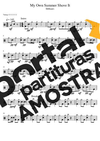 Deftones My Own Summer Shove It partitura para Bateria