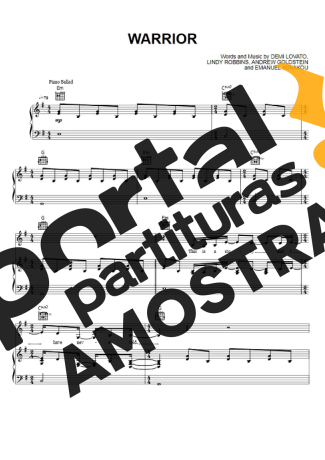 Demi Lovato Warrior partitura para Piano
