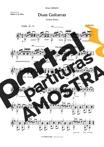 Desconhecido Duas Guitarras partitura para Violão
